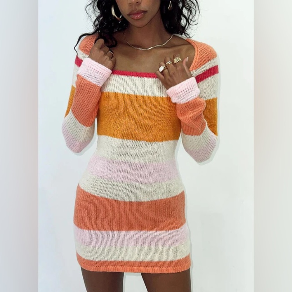 NWT Princess Polly Ania Mini Dress Orange/Pink Multi